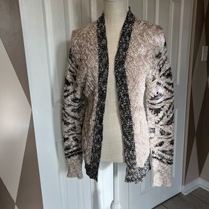 BKE cardigan sweater, size Large, tan and black